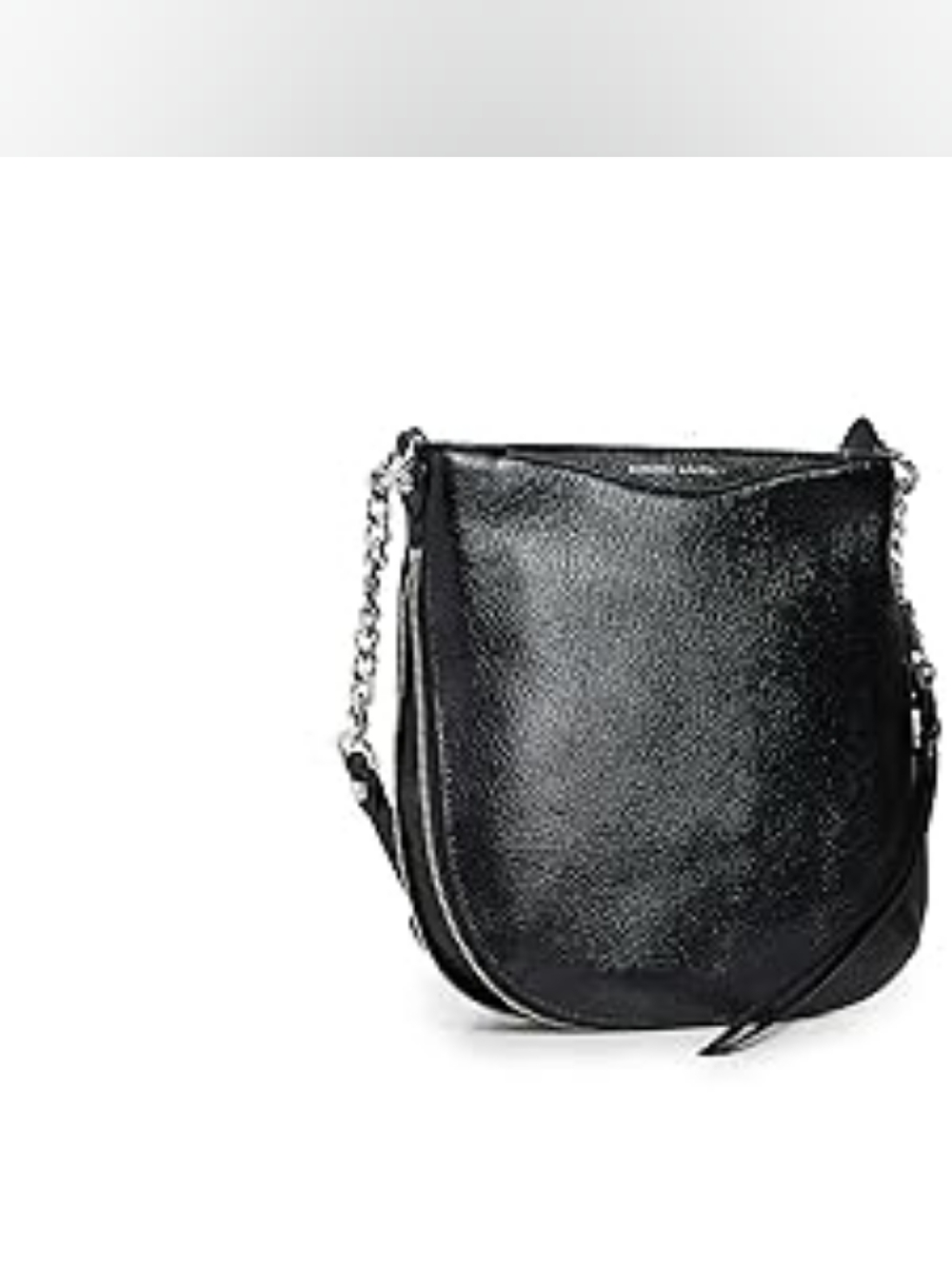 Rebecca Minkoff Black Leather Crossbody Saddle Bag with Chain Detail - Picture 3 of 15